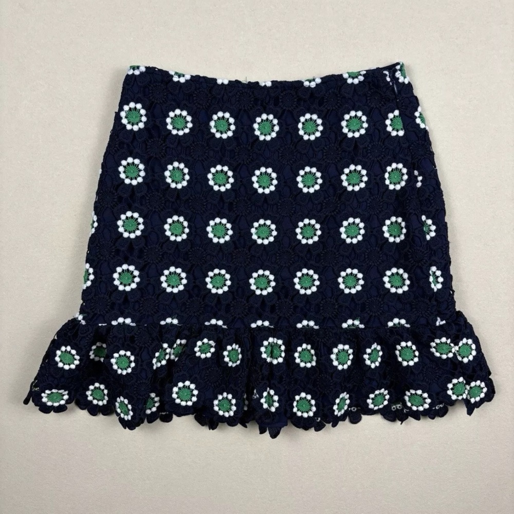 English Factory Women’s Size S Floral Embroidered Navy Green Skirt Boho Retro